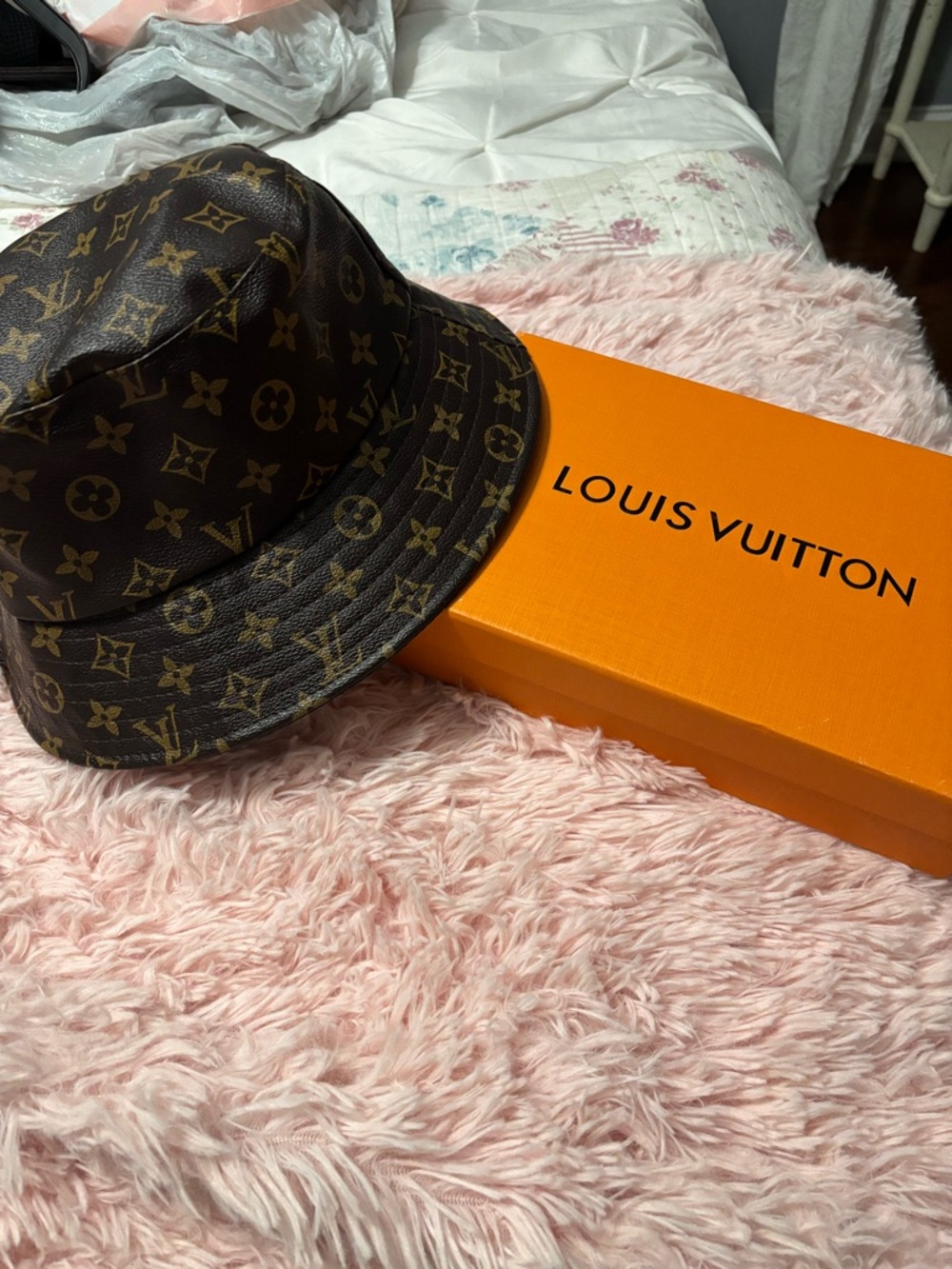 Louis Vuitton Brown & Gold Monogram Bucket Hat